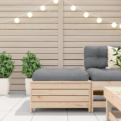 Garden Footstool with Cushion Solid Pine Wood