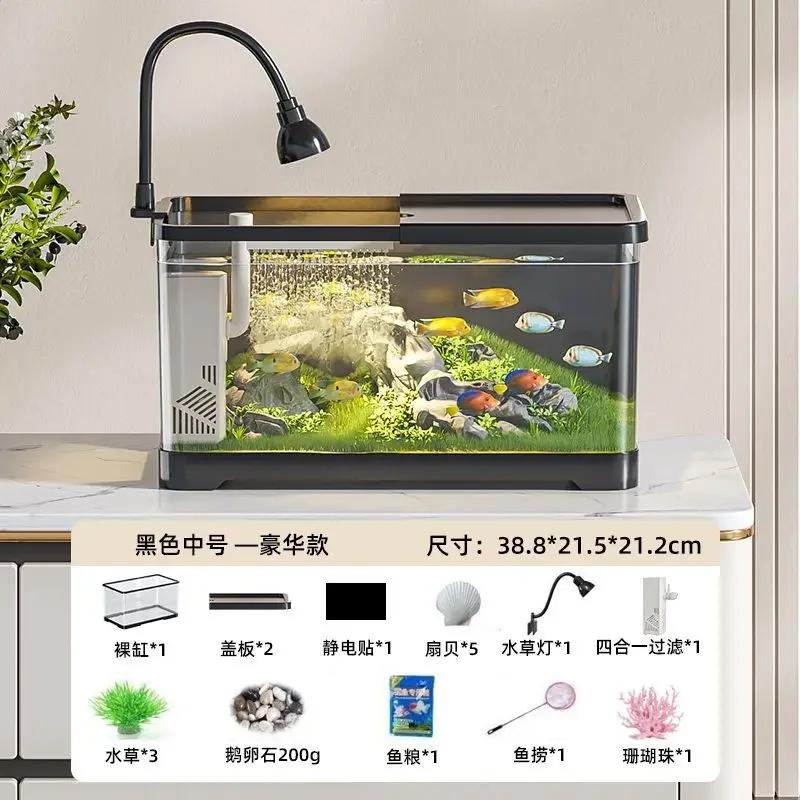 Acuario Pecera Ecológica Pecera de Plástico Transparente Sala de Estar Diseño Paisajístico Tanque Pequeño y Mediano