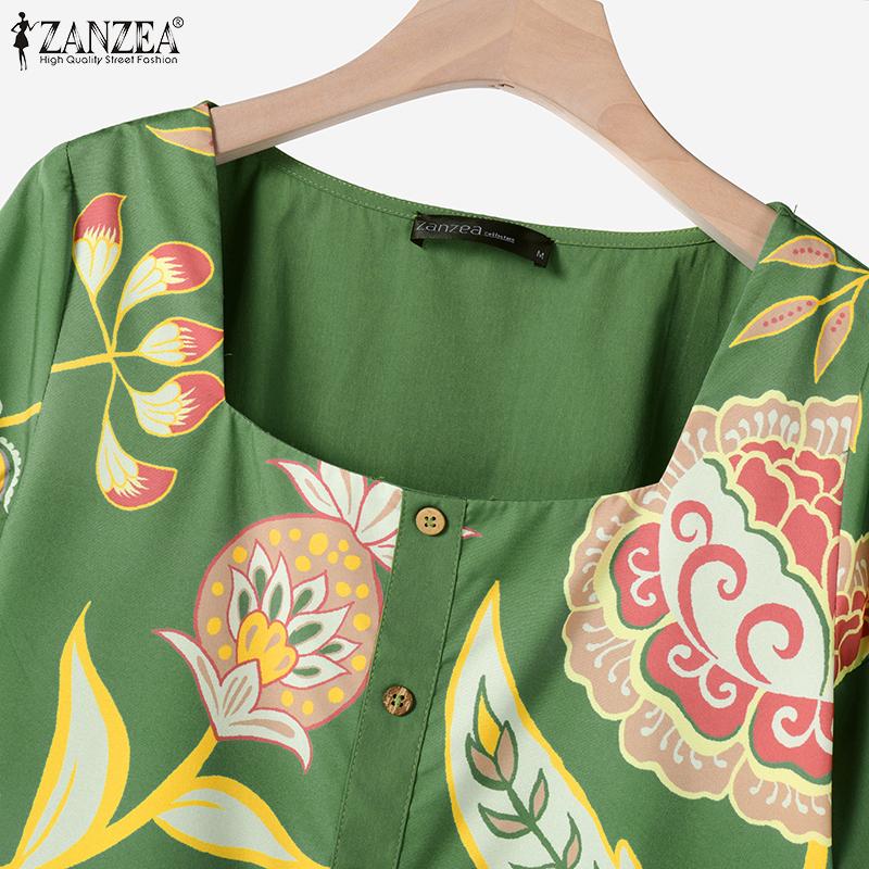 ZANZEA Womens Print T-shirt and Shorts Summer Two Piece Sets