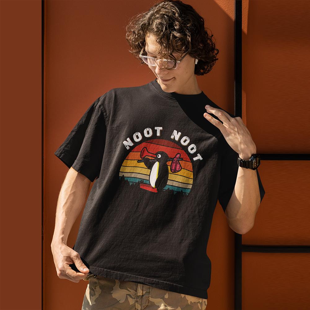 Noot Noot Pingu Funny T-Shirts for Men Pingu Movie Leisure Pure Cotton Tees Round Neck Short Sl