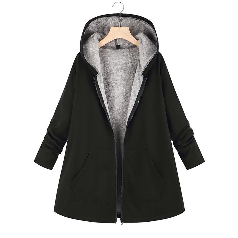 Women's Fashion Autumn/Winter Hooded Reversible Fleece Sweatshirt Jacket Cotton Padded Thick Hooded Women's Coat