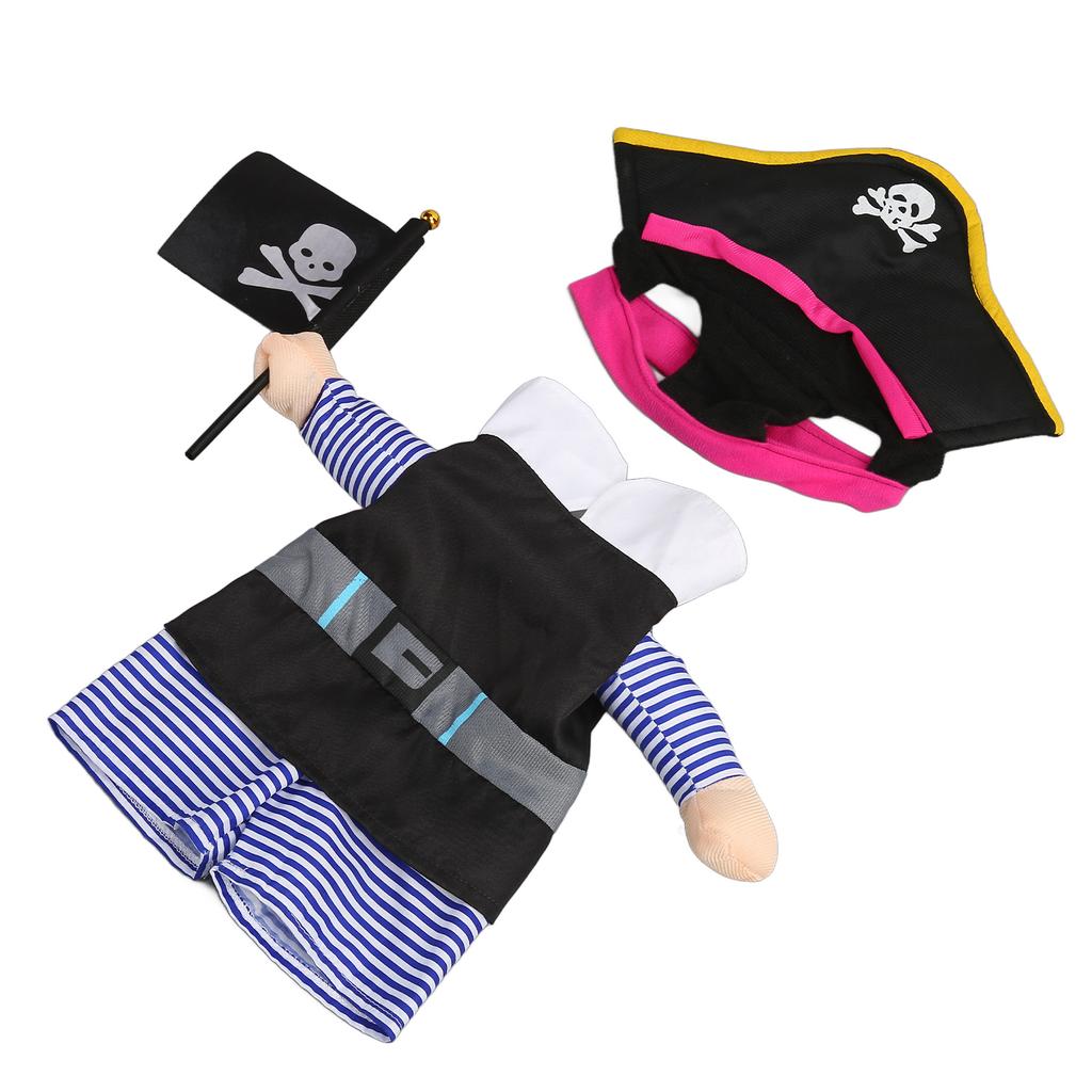 Dog Pirate Costume Fashionable Cute Cartoon Print Pet Pirate Suit for Pets Dogs Cats L