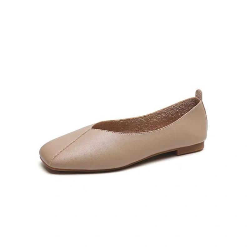 Square Head Flat Sole Single Shoes Women's Shallow Mouth Soft Sole Doudou Shoes Autumn Gentle Wind with Skirt Ladyshoes