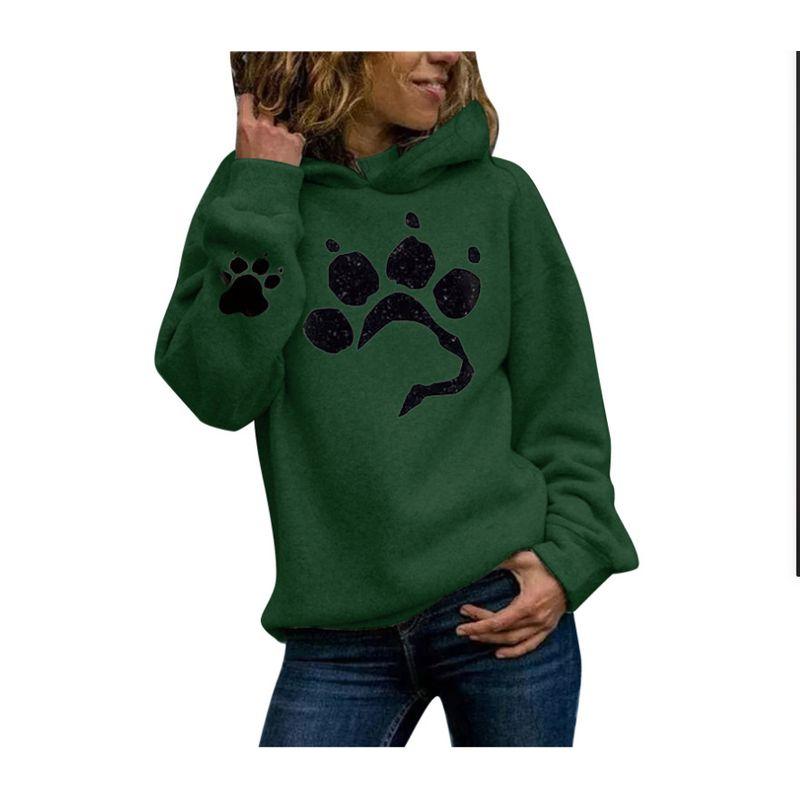 Bear Claw Print Long Sleeve Hoodie Bear Claw Print Long Sleeves Women's Hoodie