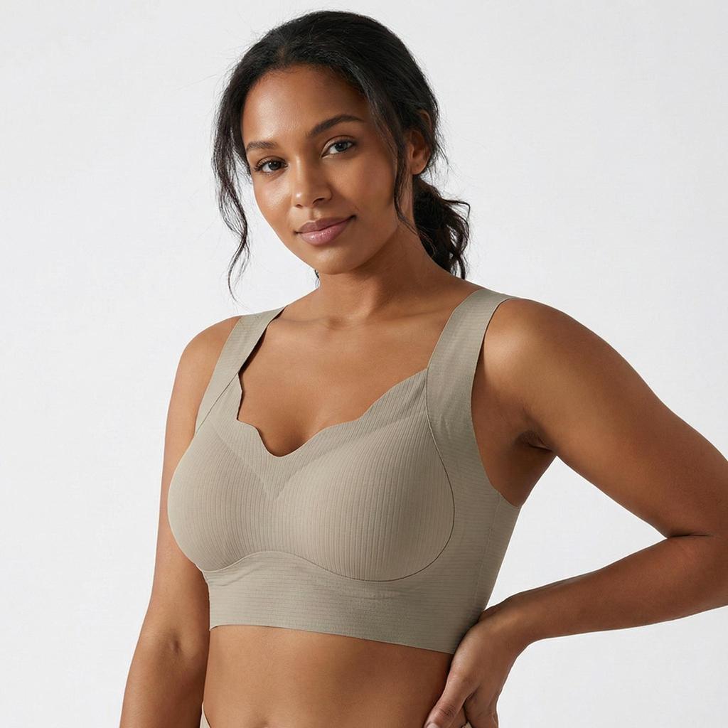 Confezione da 4 Reggiseni Donna Senza Cuciture Senza Ferretto Scollo a V Costine Morbide Comfort Bralette