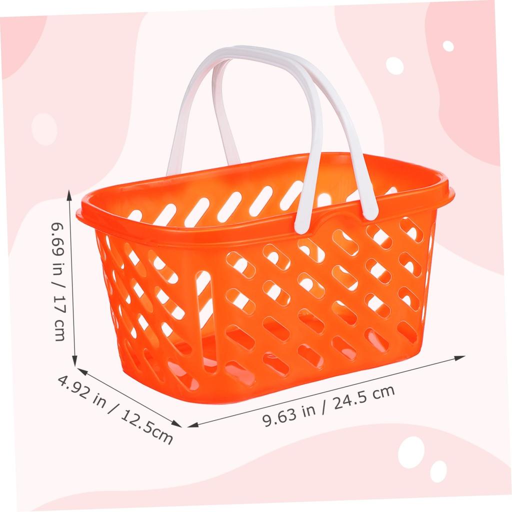OUNONA 2-Pack Kids Shopping Baskets, Toy Storage Baskets, ABS Material, with Handles, Grocery Baskets, Storage Boxes for Bathrooms and Kids' Rooms,