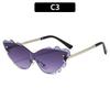 New Fashion Butterfly Diamond Frame Sun Glasses Women Rimless Women Metal Sunglasses for Travel 2025