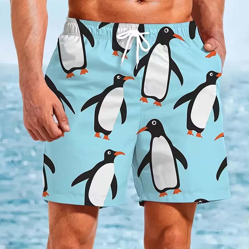 

Men s Summer Casual Full Print Shorts - Black and White Circle Pattern M