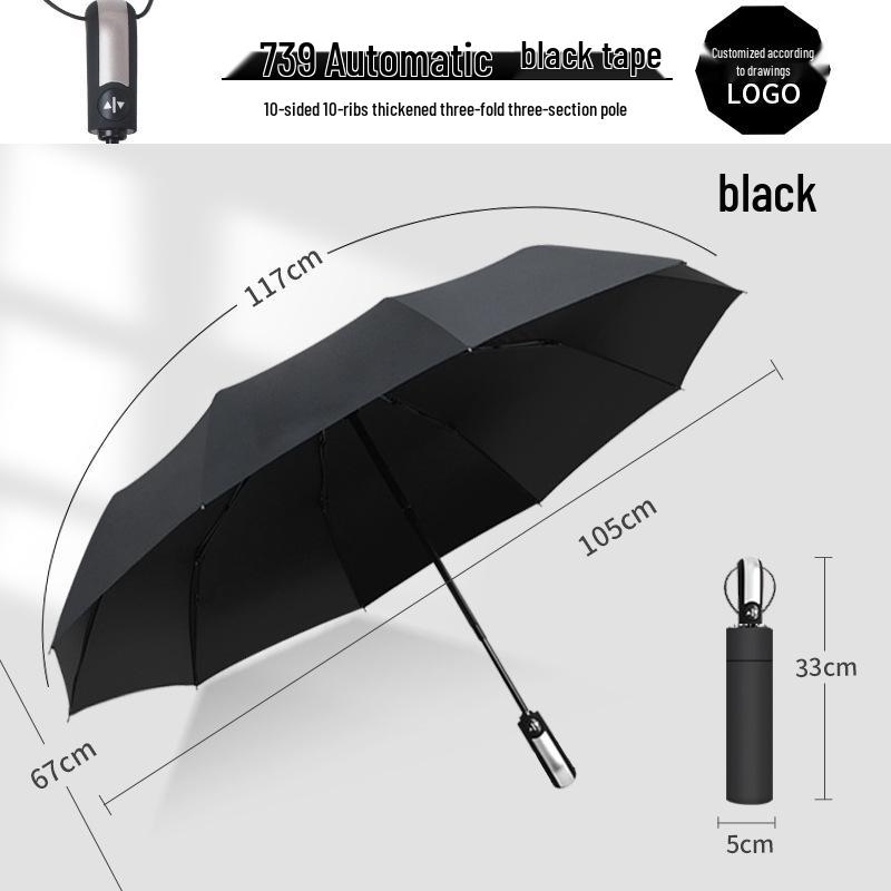 Automatic 60-Rib Folding Umbrella with UV Sun Protection