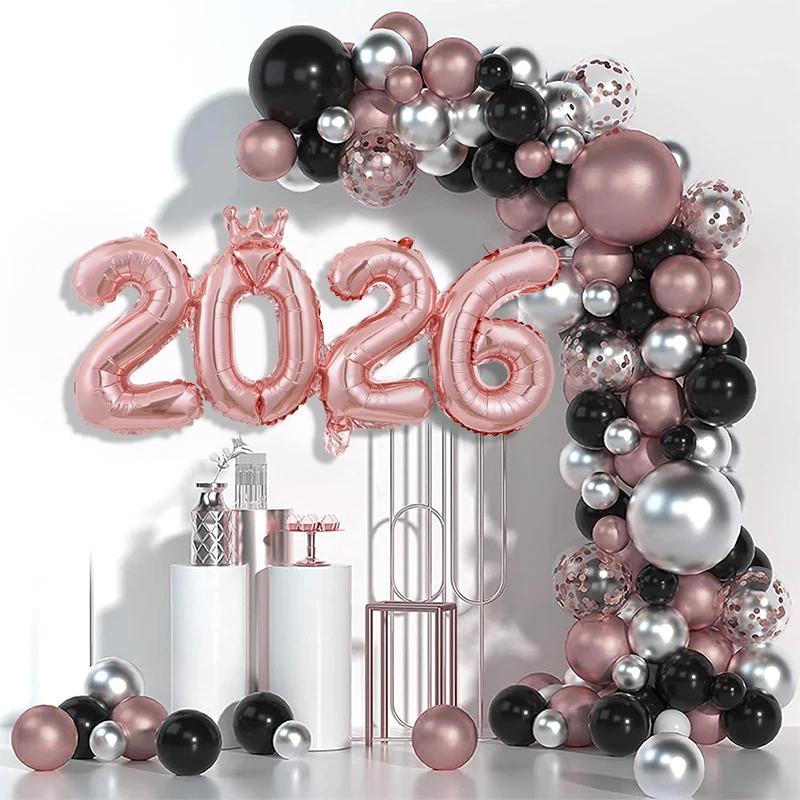 2026 Crown Number Foil Balloons for New Year Eve Party Decoration Supplies Navidad Christmas 2025 Photo Props Gifts