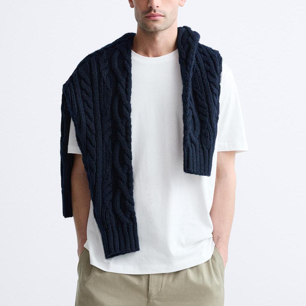 Zara Solid Slim Fit Crew Neck Short Sleeve T-Shirt Men tops White 1887470-250