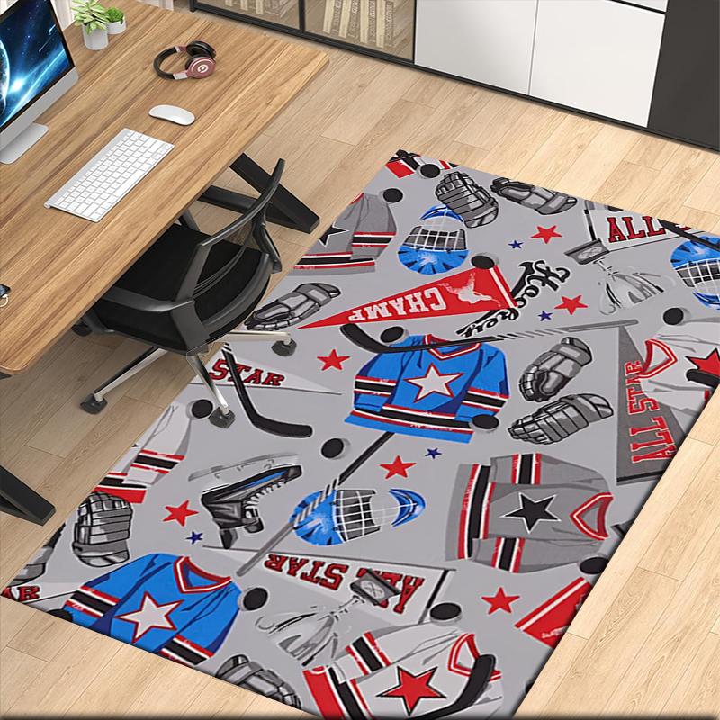 ice hockey Printed Carpet, for Office Chair Living Room Bedroom Kitchen Room Decor Gifts.