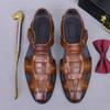 Fashion European Style New 2025 Men's Summer Shoes Full Grain Leather Men Sandals Buckle Breathable Hollow Beach Shoes