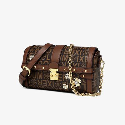 Retro Leather Reading Cylinder Bag Joker Slung Pillow Handbag 2023 Summer New Chain Bag