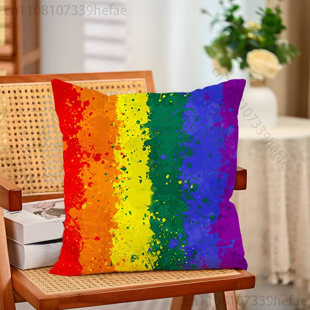 Lesbian LGBT Rainbow Pride Pillow Case Plush Pillow Cases Home Decoration Pillow Cover for Sofa Bed Chair Living Room
