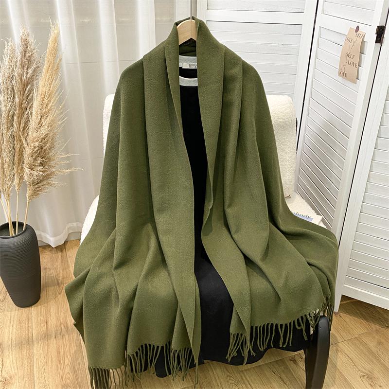 New Fashion Luxury Solid Color Thick Cashmere Winter Warm Scarf Women Pashmina Shawl Wraps Bufanda Female Tassel Scarves