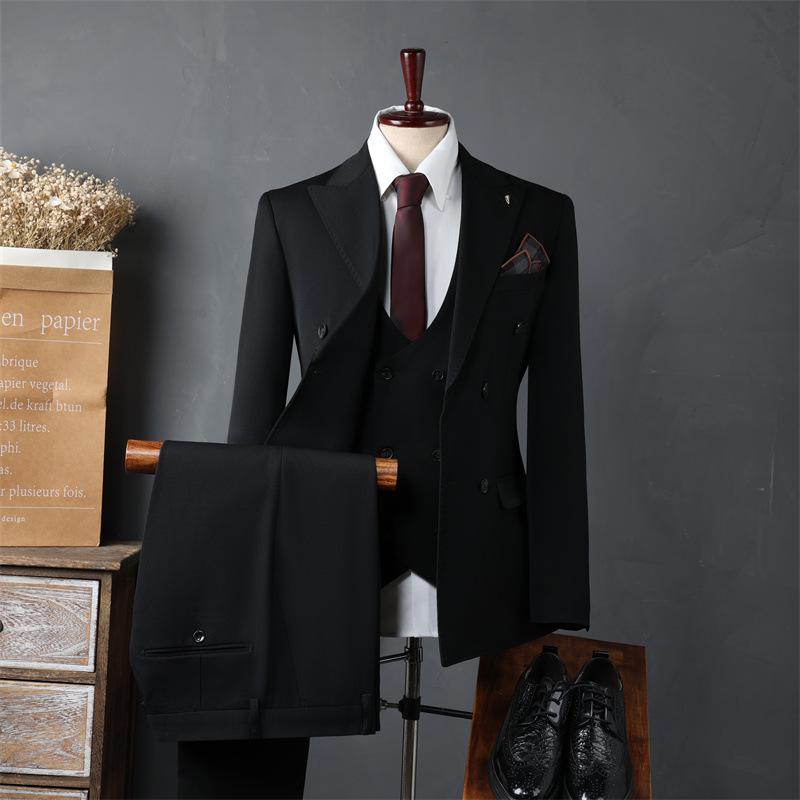 Men's Korean Style Double-Breasted Formal Suit - Perfect for Weddings, Business, or Best Man Attire