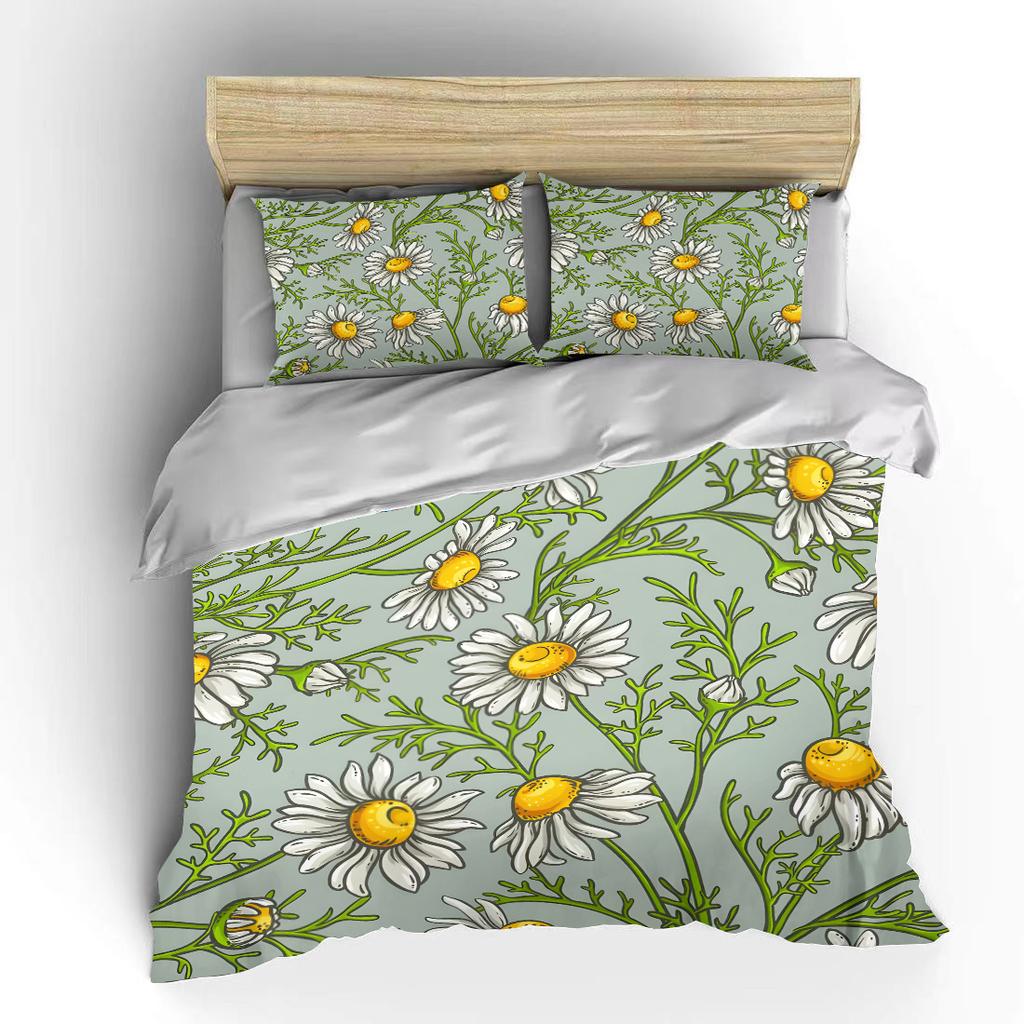 Daisy Pattern Background Print Soft Comfortable Duvet Cover Bedding Set Included 1*Duvet Cover 2*Pillowcases Luxury gifts
