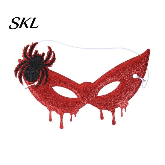 Adjustable Halloween Eye Masque Masque, Glitter Half Face Horror Skull Bat Elastic String Spider Dress Up Accessory for Cosplay Costume, Masquerade,
