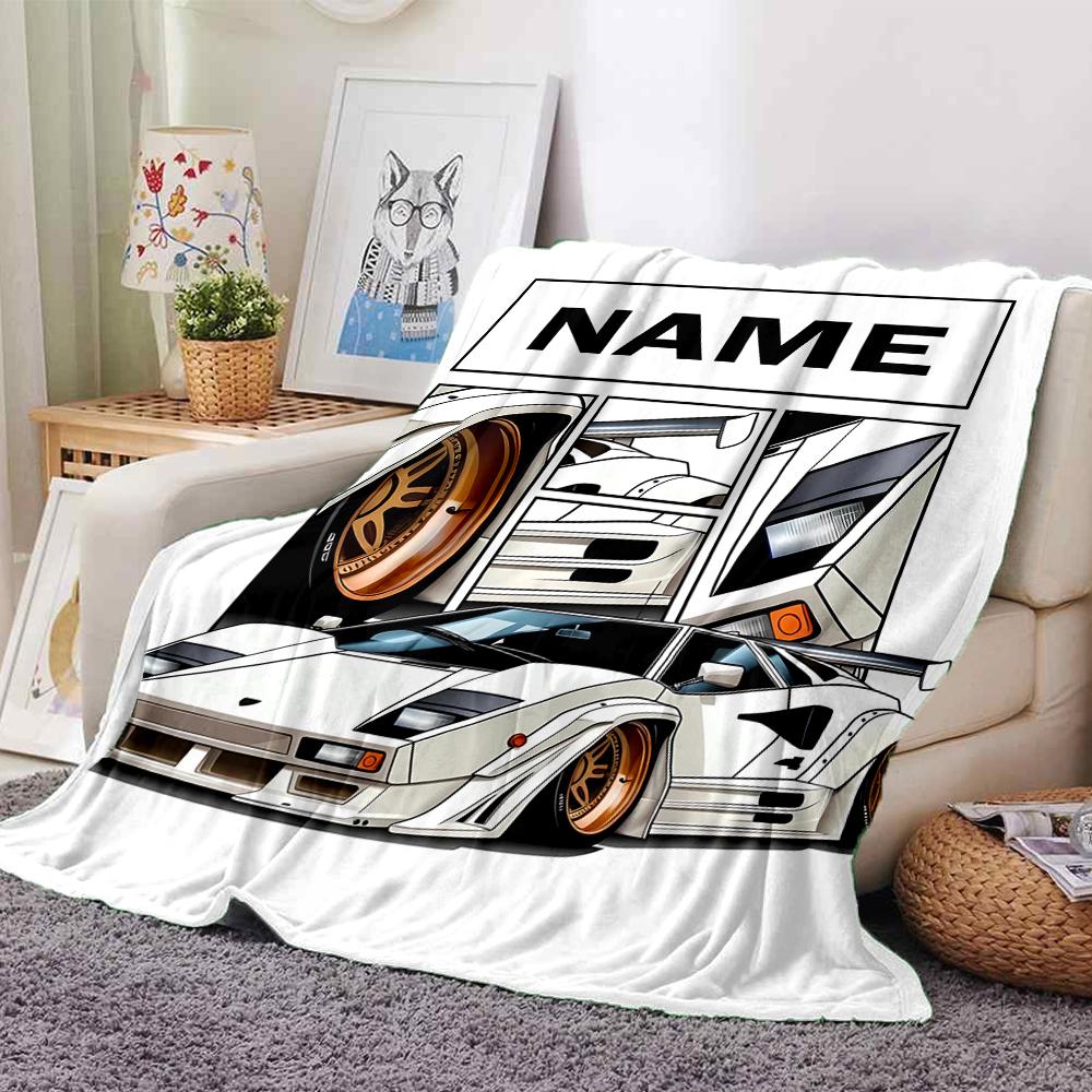 Custom Name Racing Theme Printed Blanket - Perfect for Couch, Bed, Travel & Outdoor Use | Machine Washable, Cozy & Durable.