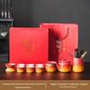 Xunyi Red-Orange Gradient Ceramic Travel Tea Set