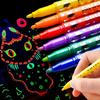 Leuchtet im Dunkeln Textmarker Stifte Set von 6 Fluoreszierende No-Bleed Farbige Marker Stifte zum Zeichnen Plakatgestaltung Basteln Kunstbedarf