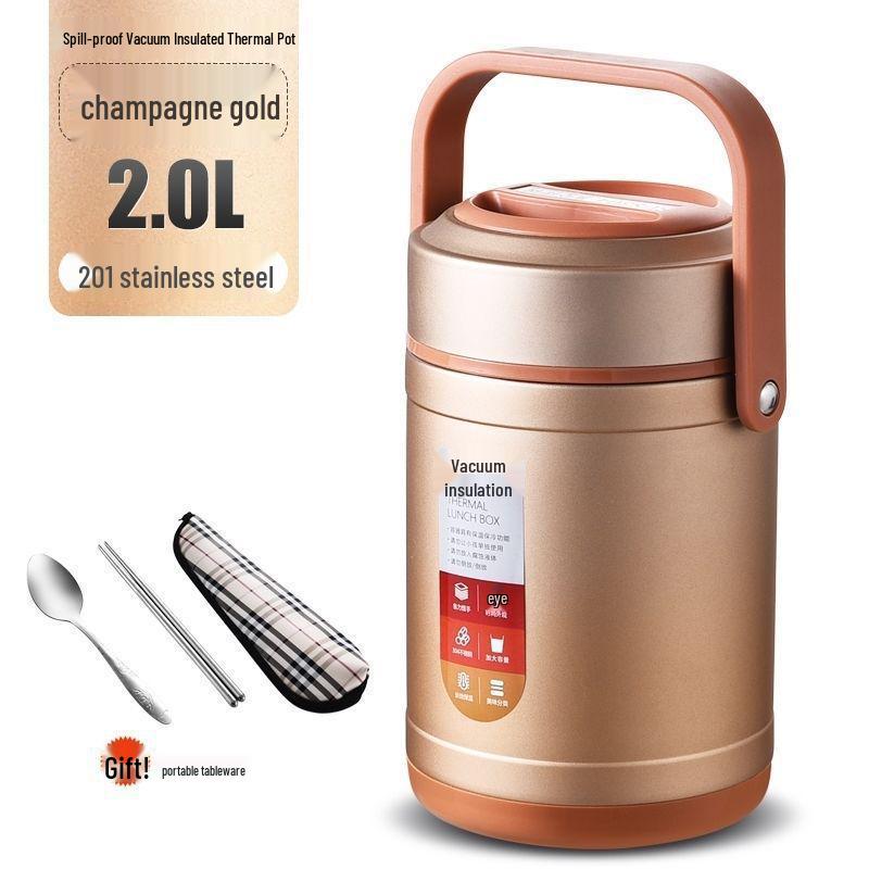 304 Stainless Steel Triple-Layer Insulated Lunch Box for Students & Office Workers