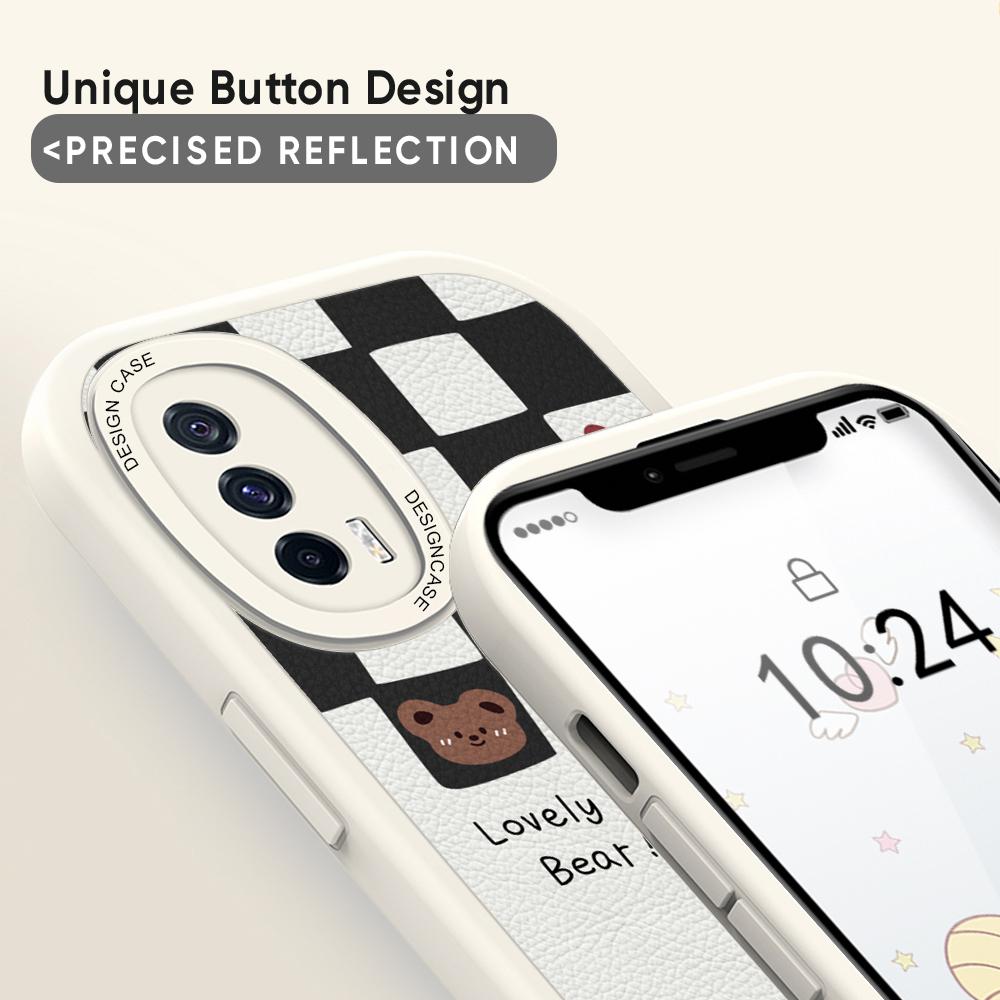 Krásný Kreslený Medvídek PU Kožený Kryt na Telefon pro Infinix VIVO OPPO Reno Realme Huawei Nova Honor Smartphone Pouzdro Pouzdra