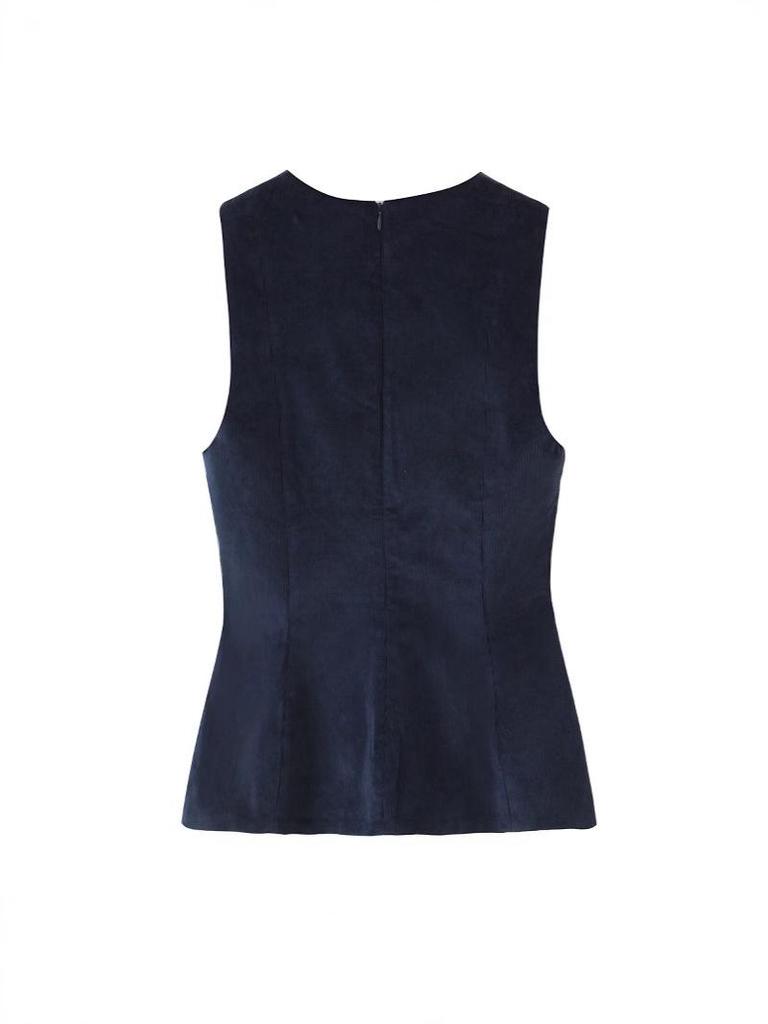 Mode féminine européenne et américaine 2024: Gilet sans manches en velours côtelé tendance pour l'automne