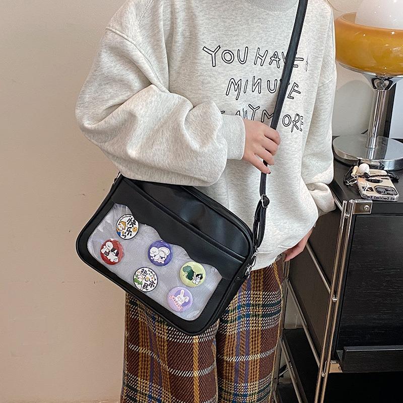 Two-dimensional Female Small Fresh College Style Shoulder Bag Versatile Sweet Soft Girl Transparent Messenger Bag