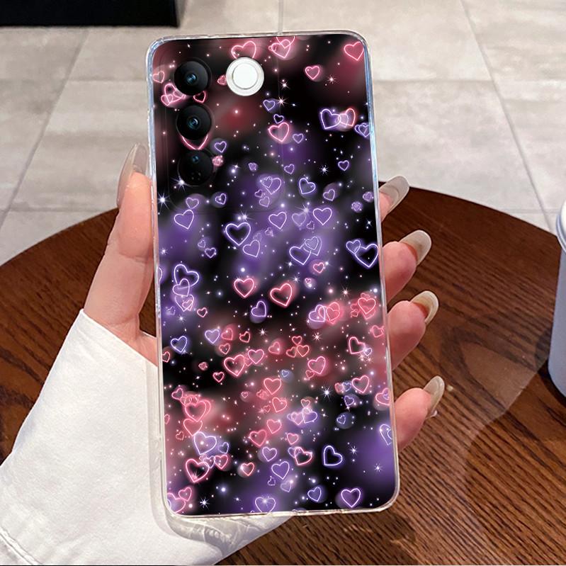 Case For Vivo V25e LATAM V27e V27 V 27 Pro 5G Casing Cute Love Heart Rabbit Funny Cover Clear TPU Silicone Soft Shell Phone Case