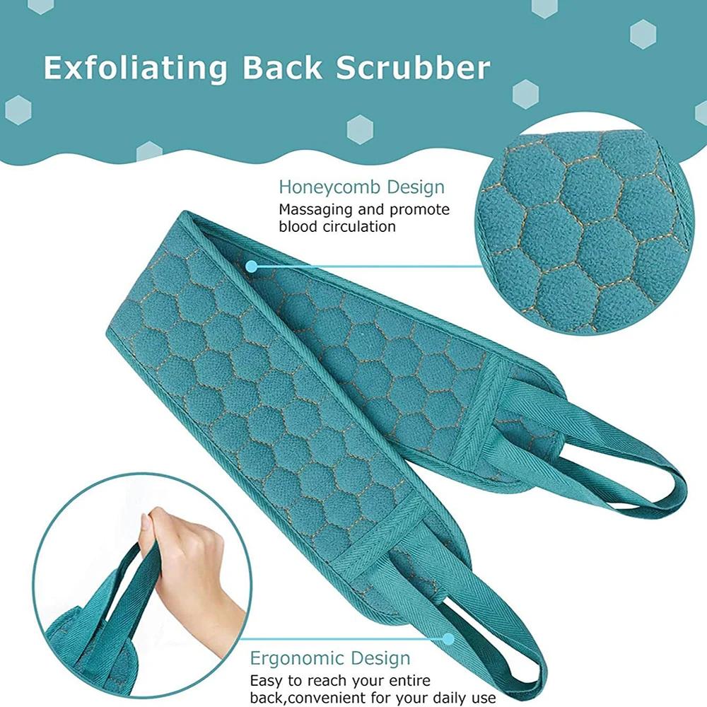 Exfoliating Body Scrubber Set - Includes Back Scrubber, Bath Glove And Shower Bath Sponge Loofah