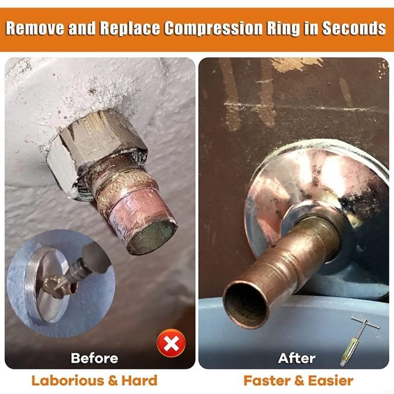 Compression Sleeve Puller Tool Ferrule Puller for 1/2" Compression Fittings to Remove Nut Ferrule of Pipe