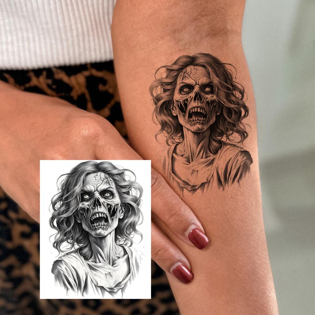 1 Foglio Tatuaggi Temporanei Teschio Ancora Insetto Per Mani Collo Adulti, Adesivi Tatuaggi Finti di Halloween Tatuaggi Realistici a Lunga Durata
