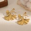 Ginkgo Leaf Earrings For Women Stainless Steel Elegant Jewelry Gift