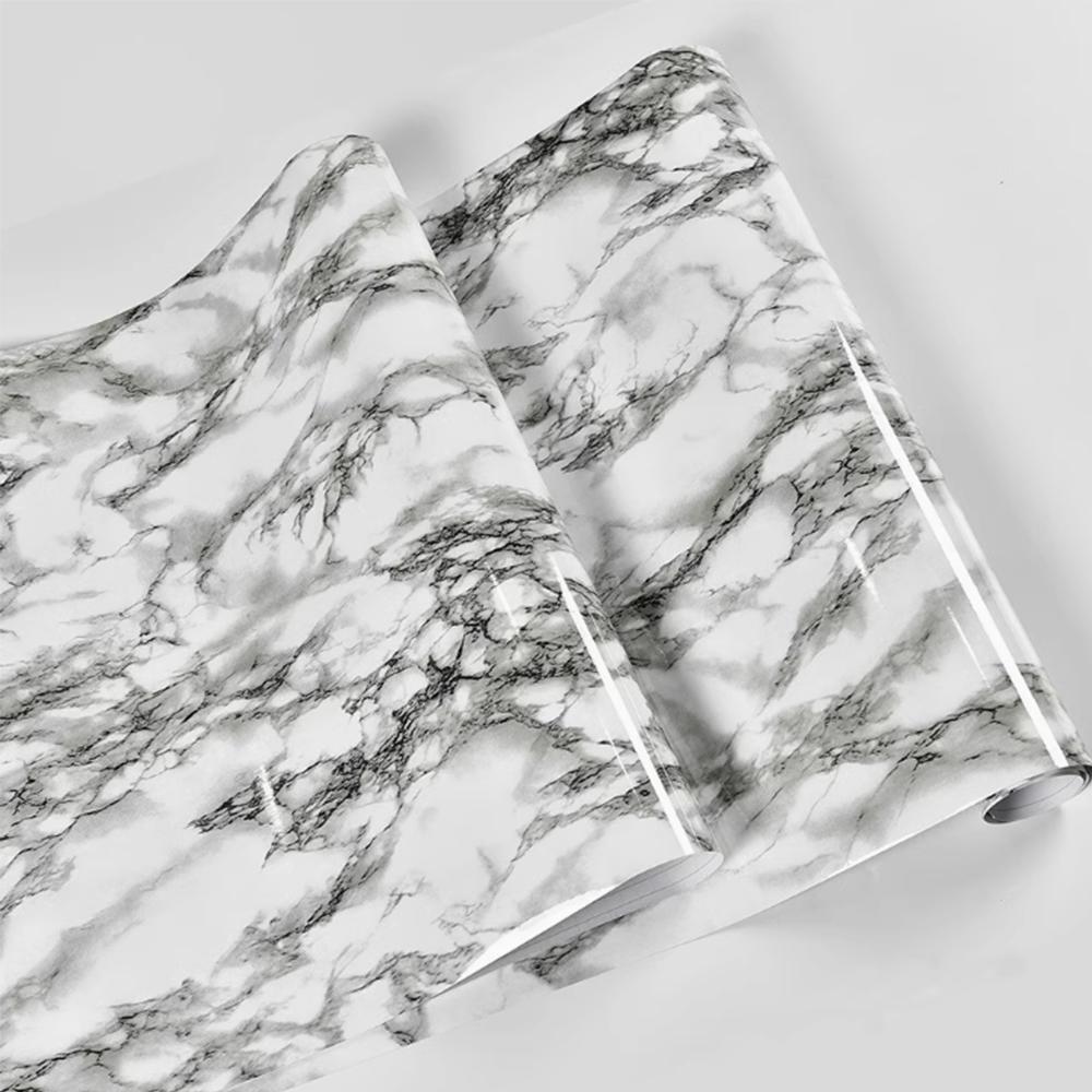 Modern Marble Peel & Stick Wallpaper - Waterproof PVC Self-Adhesive Vinyl for Kitchen Bathroom Cabinets Walls - DIY Home Decor