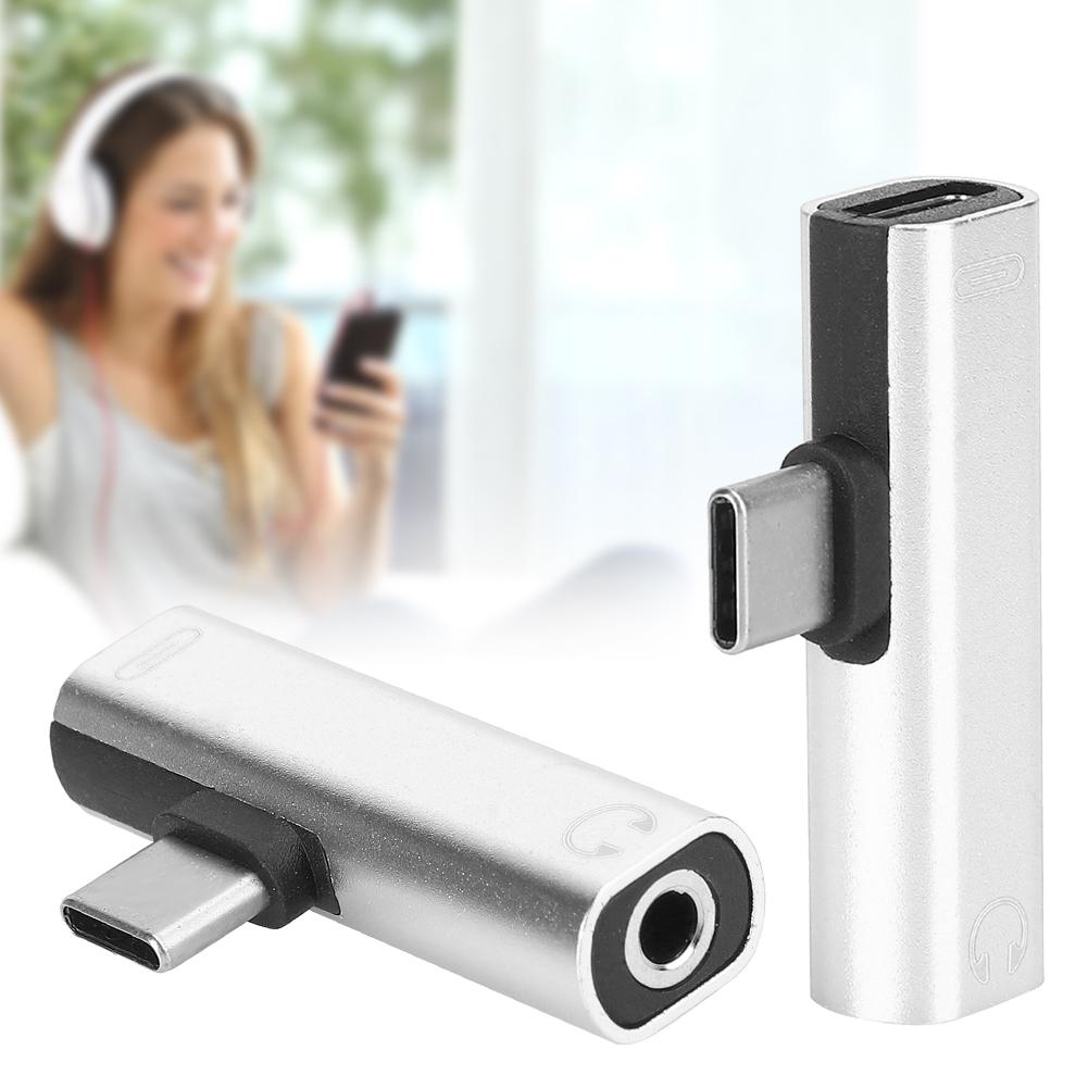 2Pcs 2 in 1 TypeC to 3.5mm Assist Audio Cable Wire Charger Headset Distributor Adapter