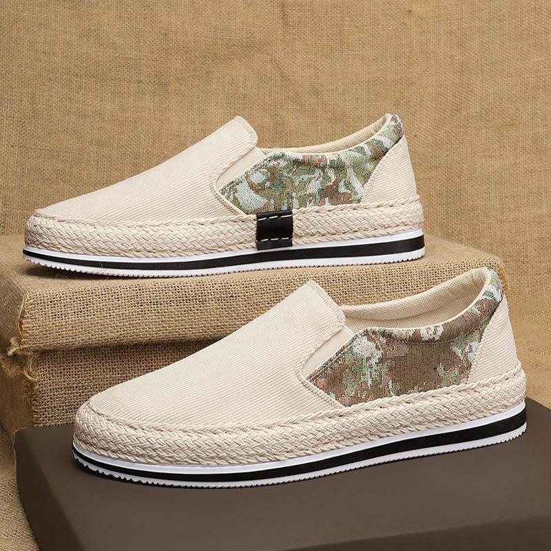 One-pedal men's shoes spring old Beijing cloth shoes men's lazy board shoes 2024 new fisherman canvas shoes student