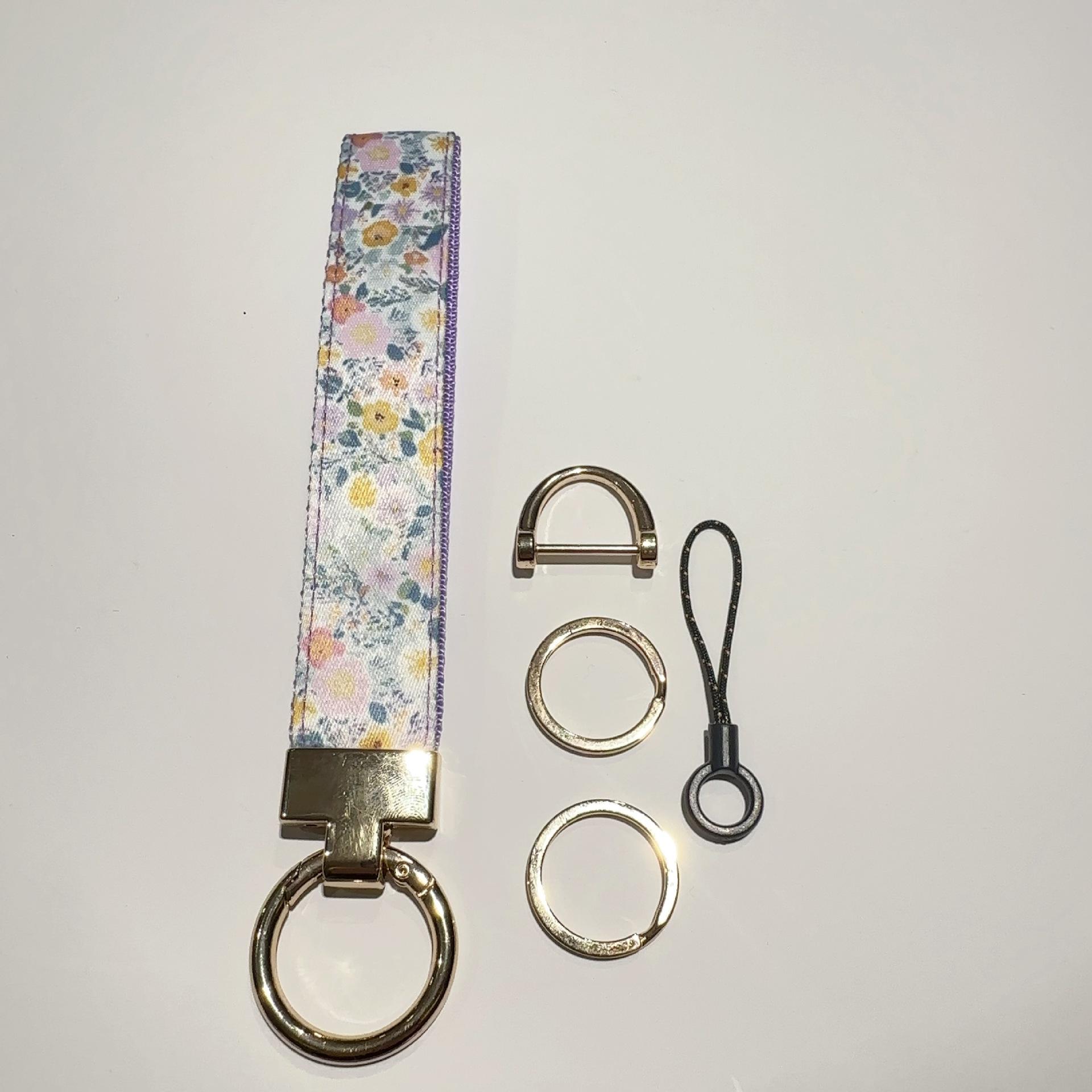 Plaid Leopard Print Multifunctional Car Keychain with Woven Lanyard