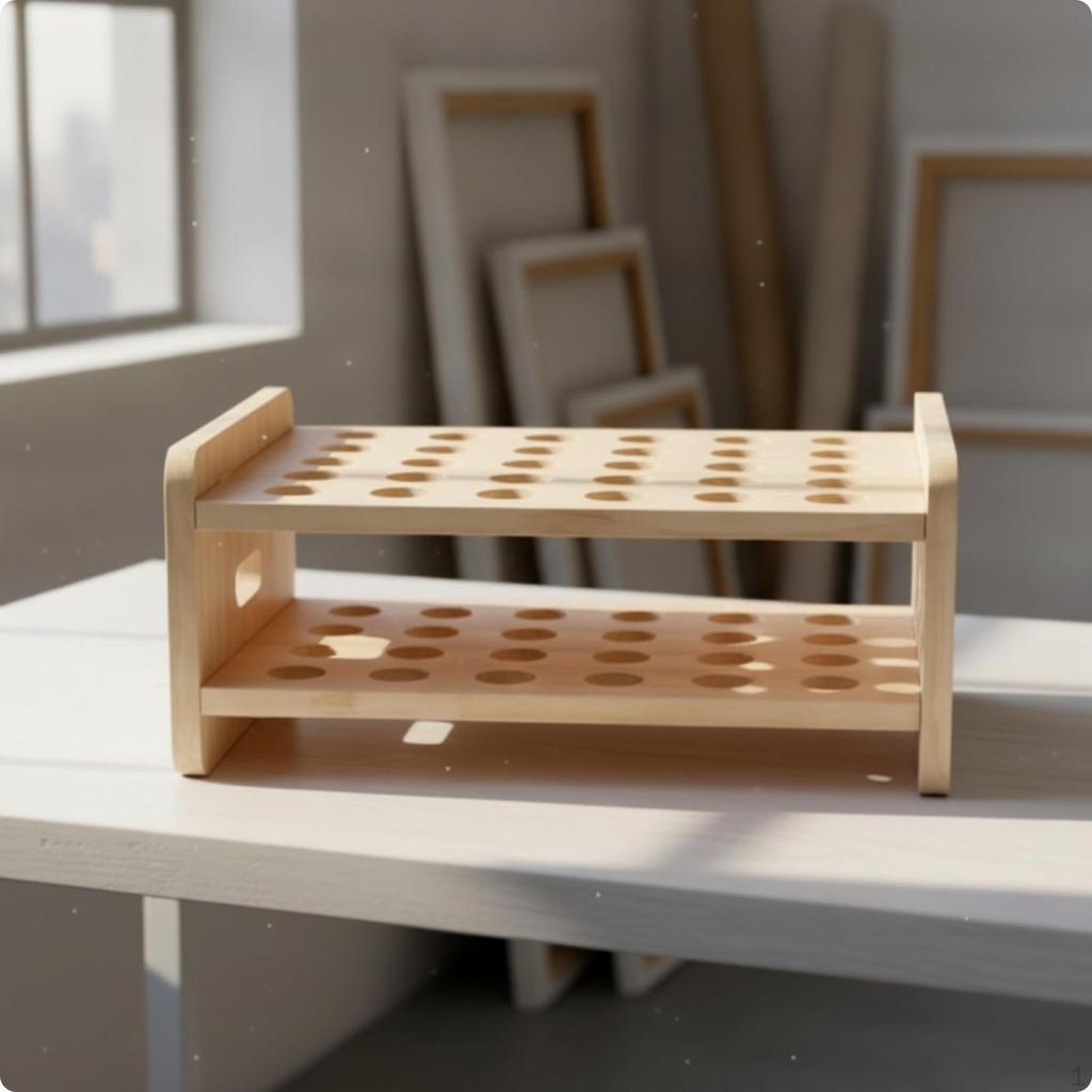Wooden Scissors Storage Rack Wood MultiCompartment Desktop Organizer