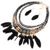 Vintage Feather Tassel Necklace Multilayer Ethnic Jewelry Set Bohemian Necklace  Dating Accessories