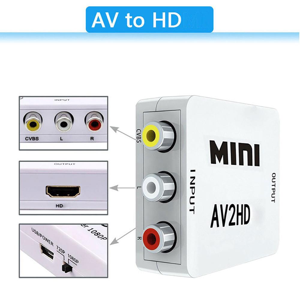 RCA AV to HDMI-compatible 1181P Converter AV/CVBS L/R Video Composite AV Box NTSC PAL Support 1911*1181 For PC HDTV Projector