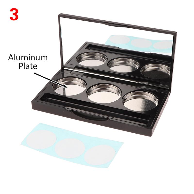 3 Grids Square Empty Eyeshadow Palette With Fixed Sticker&Aluminum Plate Plastic Cosmetic Container Clear Makeup Case