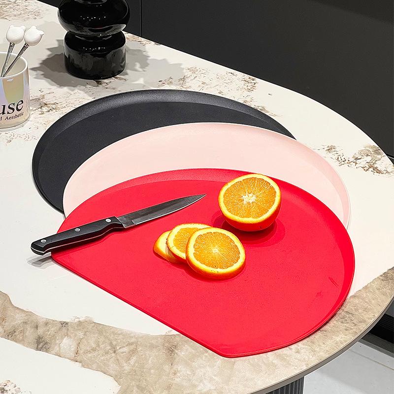 TPU Non Slip D Shaped Cutting Board Double Sided Red Chopping Board Anti Bacterial Kitchen Board