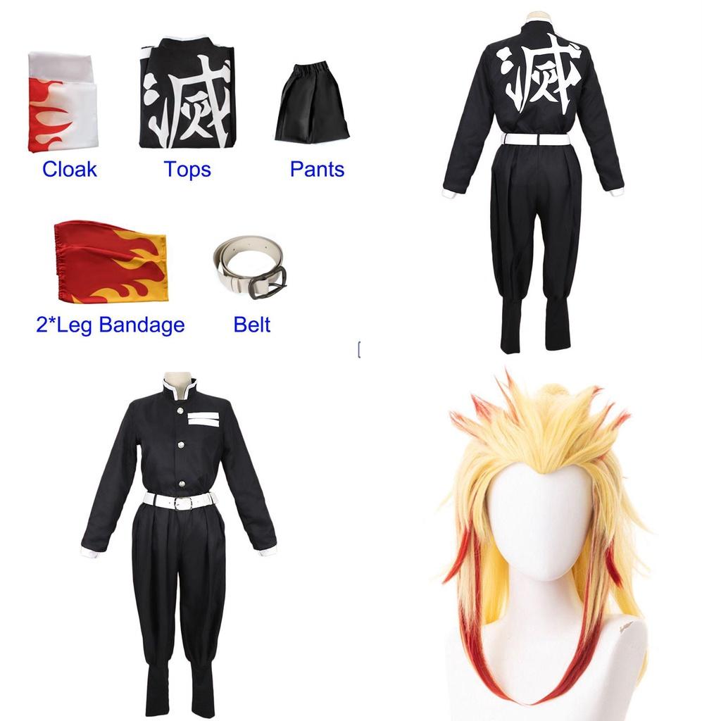 Stylish Demon Slayer Kimetsu No Yaiba Rengoku Kyoujurou Cosplay Costume Kimono Robe Suit With Exquisite Workmanship And Comfortable Fit