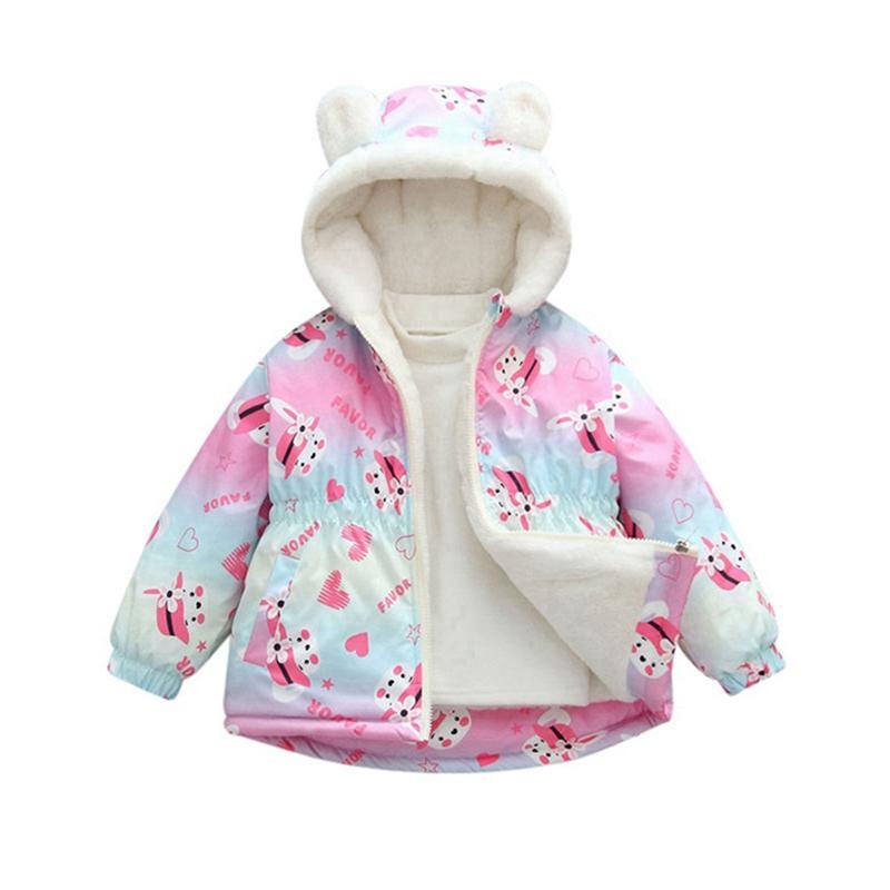 

Детское теплое пальто с капюшоном для девочек 2-10 лет, зимняя ветрозащитная флисовая куртка на молнии 130