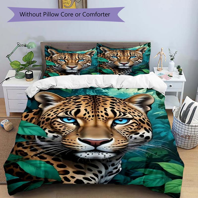 3pcs Leopard Print Duvet Cover Set -Includes 1 Duvet Cover and 2 Pillowcases, No Quilt Core, All-Season Home Decor  yy251111110