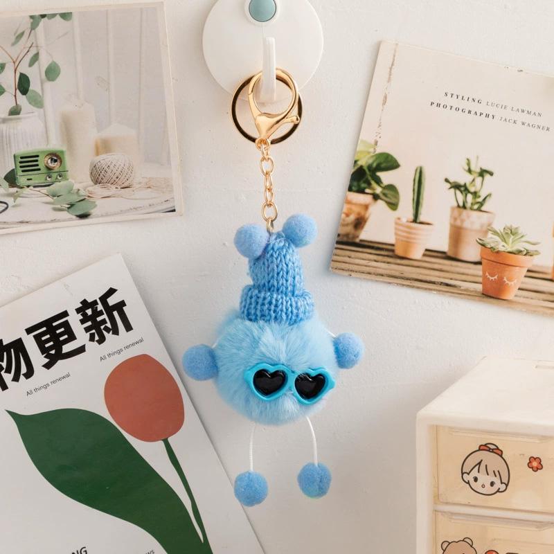 1PC Elfin Cute Backpack Charm Multicolor Plush Handbag Decoration Small Briquettes Keychain Key Chains
