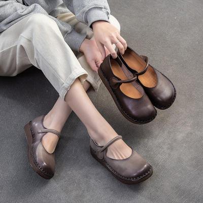 Miękka podeszwa, oryginalne skórzane, płaskie buty retro, wygodne, lekkie, dojazdowe buty damskie