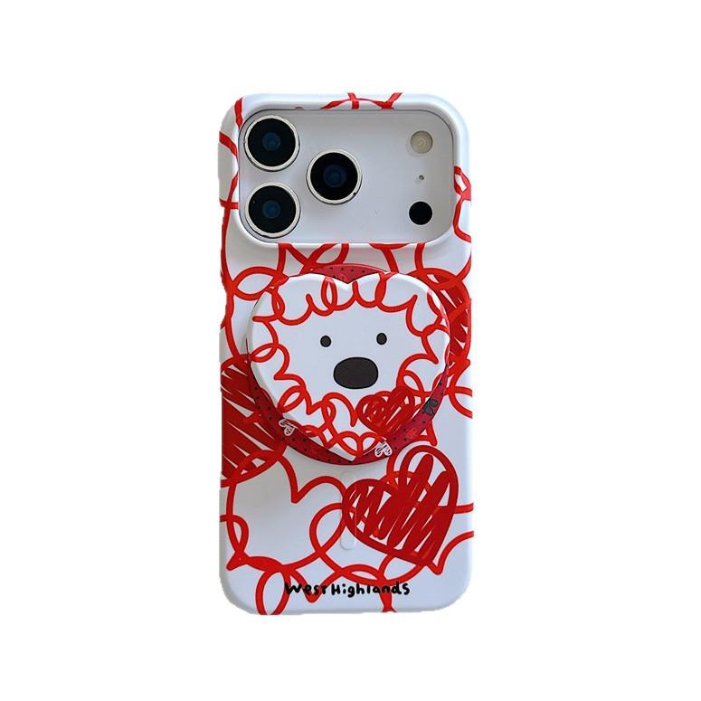 Graffiti Heart Puppy Magnetic Stand Case for iPhone 17/16 Pro Max/15 Pro